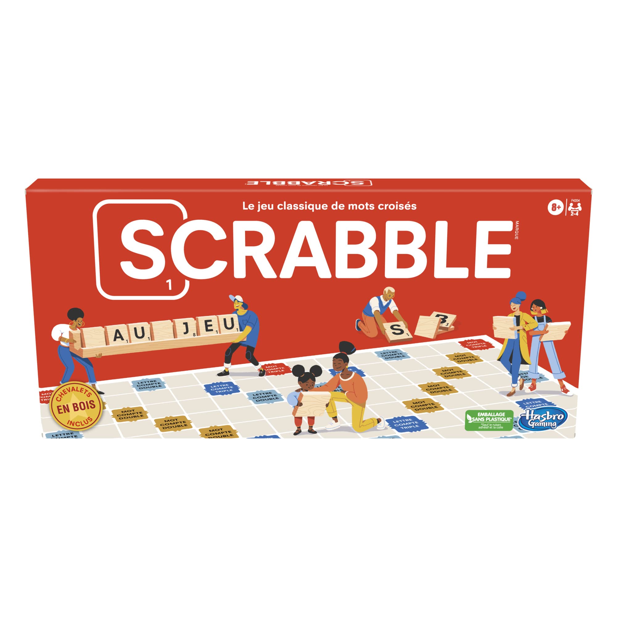 French Scrabble board game with wooden tiles from Hasbro